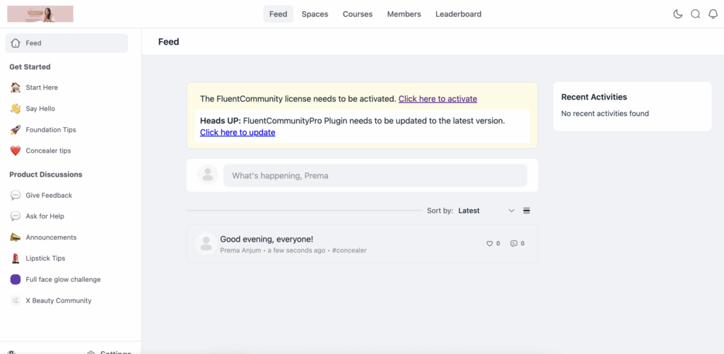 Activity feeds, FluentCommunity
